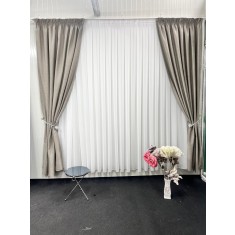 Draperie blackout pe textura de in, grej