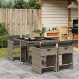 Set mobilier de gradina cu perne, 5 piese, gri, poliratan GartenMobel Dekor, vidaXL