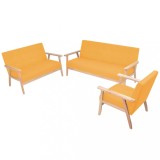 vidaXL Set canapea din 3 piese, material textil, galben
