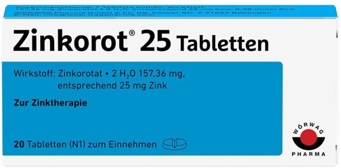 Supliment Alimentar, Zinkorot 25mg, Zinc, Intareste Sistemul Imunitar si Trateaza Acneea, 20 tablete