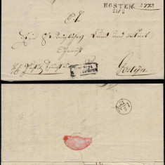 Germany 1841 Postal History Rare Stampless Cover + Content Hosten DB.323