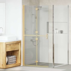vidaXL Perete de duș Walk-in Altele auriu și transparent 90 x 190 cm