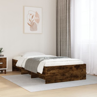 vidaXL Cadru pat fără saltea stejar fumuriu, 90x190 cm, lemn prelucrat 3295706 foto