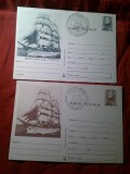 2 Carti Postale Nava scoala Mircea cod 9/71 cu stampila speciala 1976 marsul Constanta- New York