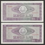 Romania, 2 consecutive x 10 lei 1966_aUNC plus-UNC_G.0343 650498/99