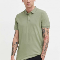 Hollister Co. tricou polo barbati, culoarea verde, neted