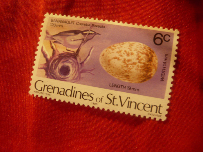 Timbru Grenadine of St.Vincent 1980 - Pasare , val. 6C