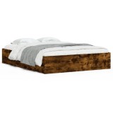 Cumpara ieftin Cadru pat cu sertare stejar fumuriu 150x200 cm lemn prelucrat