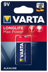 Baterie Varta LongLife Max Power 9V 6F22 6LR61 alcalina set 1 buc. 4722 foto