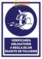 Indicator verificarea obligatorie a reglajelor inainte de folosire foto