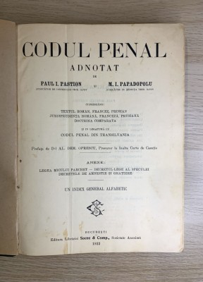 Codul penal adnotat, 1922 ( cu semnaturile autorilor) foto