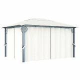 Pavilion cu perdele, crem, 400 x 300 cm, aluminiu, vidaXL
