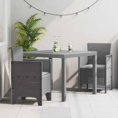 vidaXL Set de masă pentru grădină 3 pcs Gri deschis Ratan Polt 3378689 foto