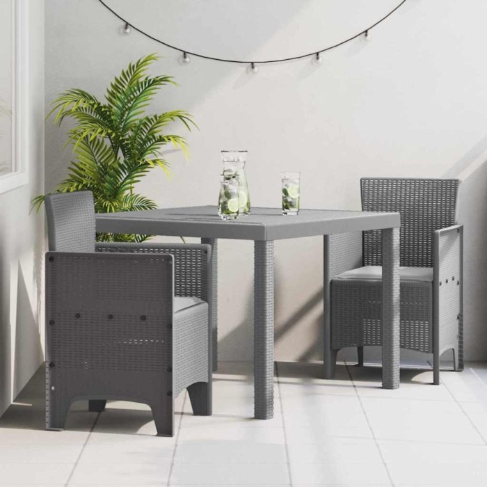vidaXL Set de masă pentru grădină 3 pcs Gri deschis Ratan Polt 3378689