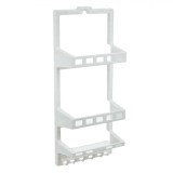 Raft Plastic, Alb, 3 Spații, 6 C&acirc;rlige, Ventuze, Dimensiuni 12x27x63cm