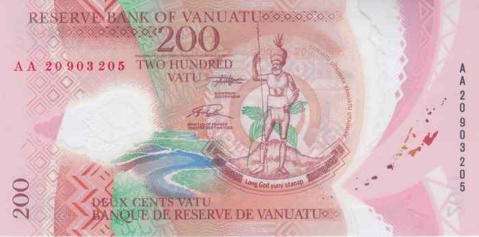 Bancnota Vanuatu 200 Vatu 2020 - P12b UNC ( polimer - vezi descriere )