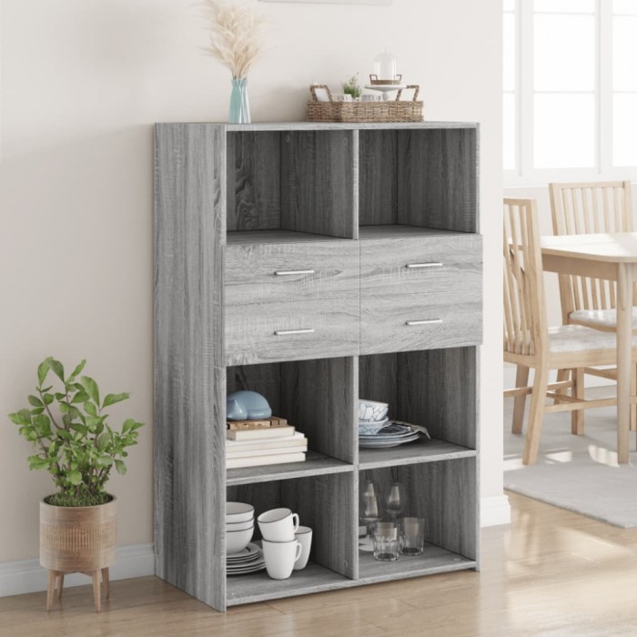 vidaXL Dulap &icirc;nalt, gri sonoma, 80x42,5x124 cm, lemn prelucrat