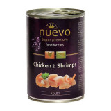 Conservă NUEVO CAT Adult Chicken &amp;amp; Shrimps 400 g