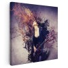 Tablou femeie cantand la chitara mov 2046 Tablou canvas pe panza CU RAMA 60x60 cm