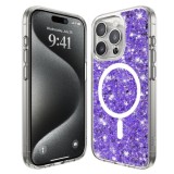 Husa pentru iPhone 15 Pro Max - Techsuit Sparkly Glitter MagSafe - Purple