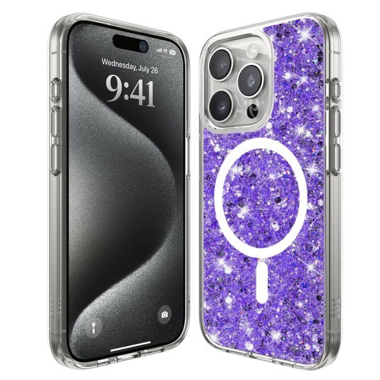 Husa pentru iPhone 16 Pro Max - Techsuit Sparkly Glitter MagSafe - Purple