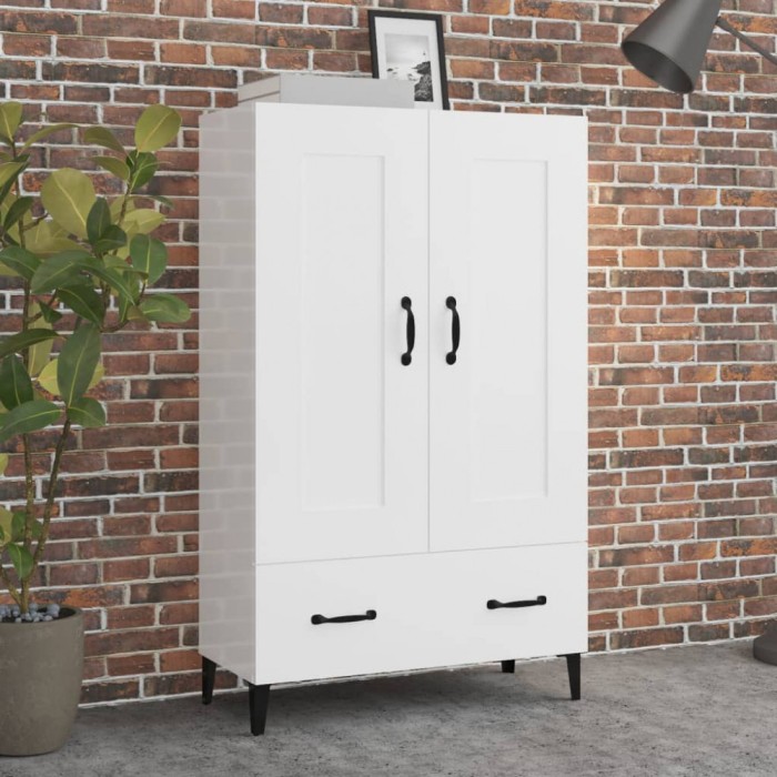 Gossi dulap inalt, alb extralucios, 70x31x115 cm, lemn prelucrat