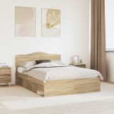 Cumpara ieftin Cadru de pat Stejar Sonoma 150 x 200 cm Lemn de pin masiv