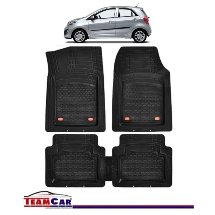 Covorase Auto TeamCar&reg; Kia Picanto TA (2011-2017) - Negru - Cauciuc Rezistent Tip Tavita