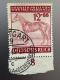 Timbru Deutsches Reich 1943 &ndash; Marele Premiu de Galop Viena (Freudenau), cal de curse, ștampilat -A69