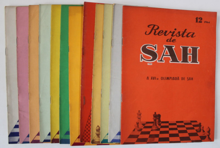 REVISTA DE SAH , ORGAN AL FEDERATIEI ROMANE DE SAH , SET DE 12 NUMERE SUCCESIVE , IANUARIE - DECEMBRIE , 1964