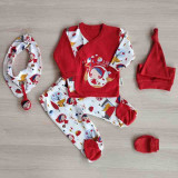 Cumpara ieftin Set 5 piese scufita rosie nou nascuti bumbac