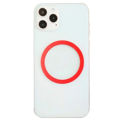 Inel magnetic incarcare fara fir, montare auto, magsafe silicone pentru apple iphone 12 / 13 / 14, rosu foto