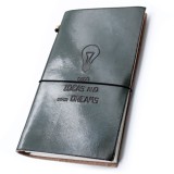 Agenda reincarcabila Traveler din piele naturala gri cu mesaj + rezerva hartie de refill - Good ideas and dreams