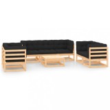 vidaXL Set mobilier de grădină cu perne, 8 piese, lemn masiv pin