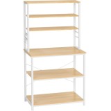 VASAGLE Raft de bucatarie cu spatiu pentru cuptorul cu microunde, 6 rafturi, otel, industrial, 40x80x167cm, maro stejar si alb Household NewTrend