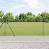 Gard din S&acirc;rmă Sudată cu 13 St&acirc;lpi cu Flanșă Gri 1x50 m Oțel