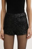 Never Fully Dressed pantaloni scurți culoarea negru, uni, high waist, NFDTR562
