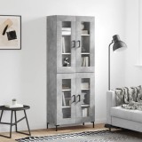 vidaXL Dulap &icirc;nalt, gri beton, 69,5x34x180, lemn compozit