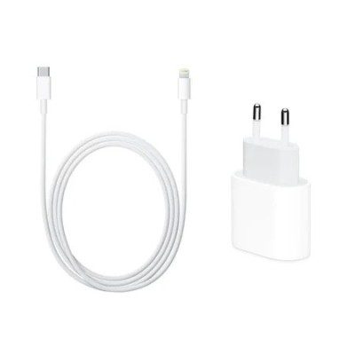 Set incarcator 20W USB-C + Cablu USB C - USB Iphone 100 cm - Alb foto