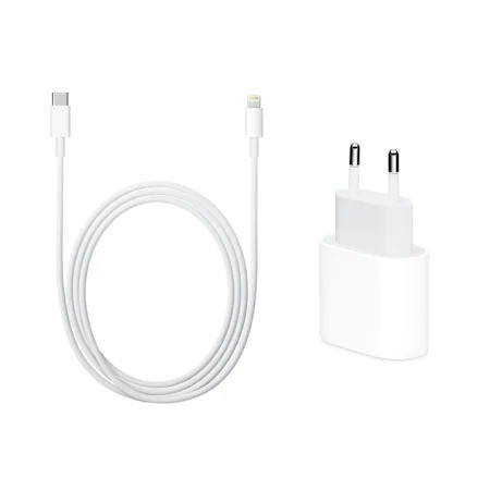Set incarcator 20W USB-C + Cablu USB C - USB Iphone 100 cm - Alb