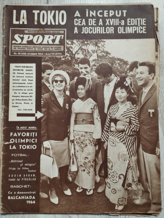 Revista SPORT nr. 19 (138) - Octombrie 1964 - Tokyo - Jocurile Olimpice