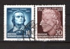 GERMANIA (DDR) 1955 &ndash; ANIVERSARI. F. SCHILLER, SERIE DEPARAIATA STAMPILATA, F135
