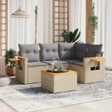 VidaXL Set canapele de grădină cu perne, 5 piese, bej, poliratan 3226780
