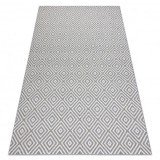Covor sisal Flat 48607637 Pătrate caro gri / cremă, 80x150 cm, Dreptunghi