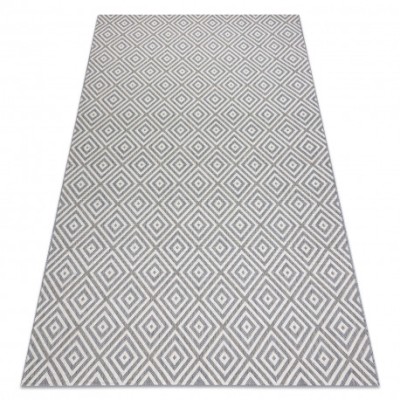 Covor sisal Flat 48607637 Pătrate caro gri / cremă, 80x150 cm foto