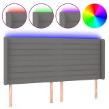 Cumpara ieftin Tablie de pat cu LED, gri inchis, 203x16x118/128 cm, textil
