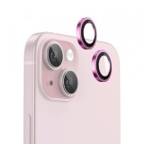 Folie de protectie Camera Spate Blueo Metal Frame pentru Apple iPhone 15 Plus / 15, Sticla Securizata, Roz