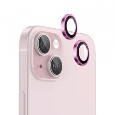 Folie de protectie Camera Spate Blueo Metal Frame pentru Apple iPhone 15 Plus / 15, Sticla Securizata, Roz