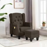 VidaXL Fotoliu de masaj cu taburet, maro, material textil