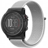 Cumpara ieftin Curea ceas Smartwatch Garmin Fenix 7 / 6 / 5 Plus / 5, 22 mm iUni Soft Nylon Sport, White Gray
